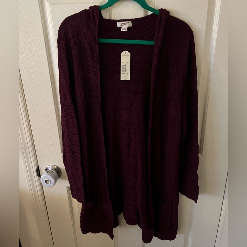 Arizona Jean Company Burgundy Open-Front Cardigan